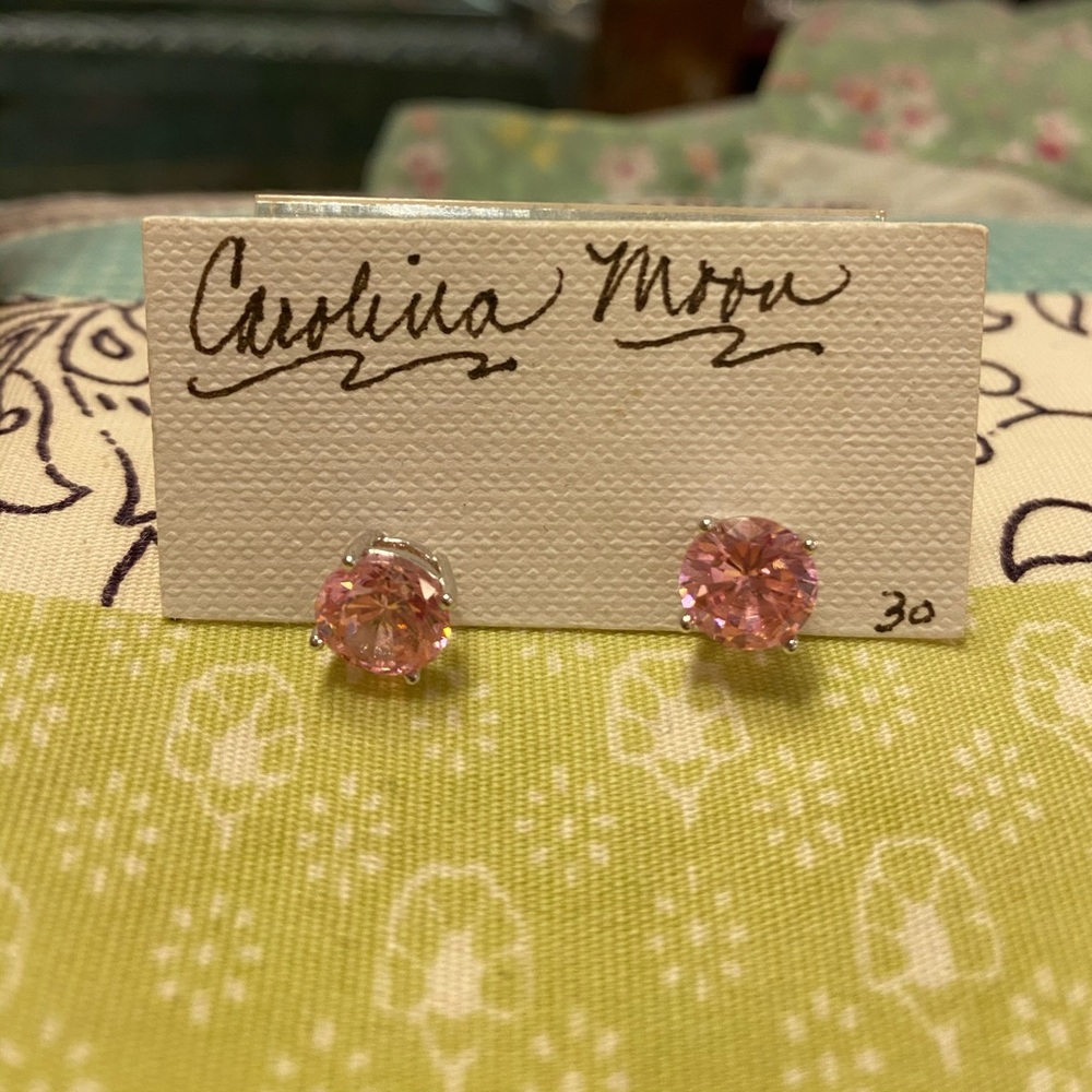 Pink ice sterling silver pierced earrings